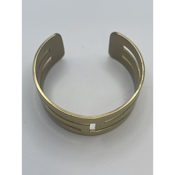 Rustic Cuff Gold Tone Cutout Geometric Cuff Bracelet - Picture 5 of 11